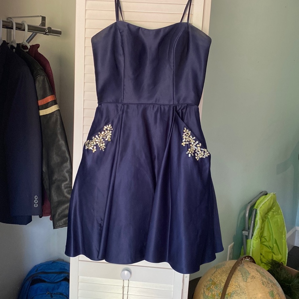 Blondie, juniors size 7, navy blue cocktail dress.